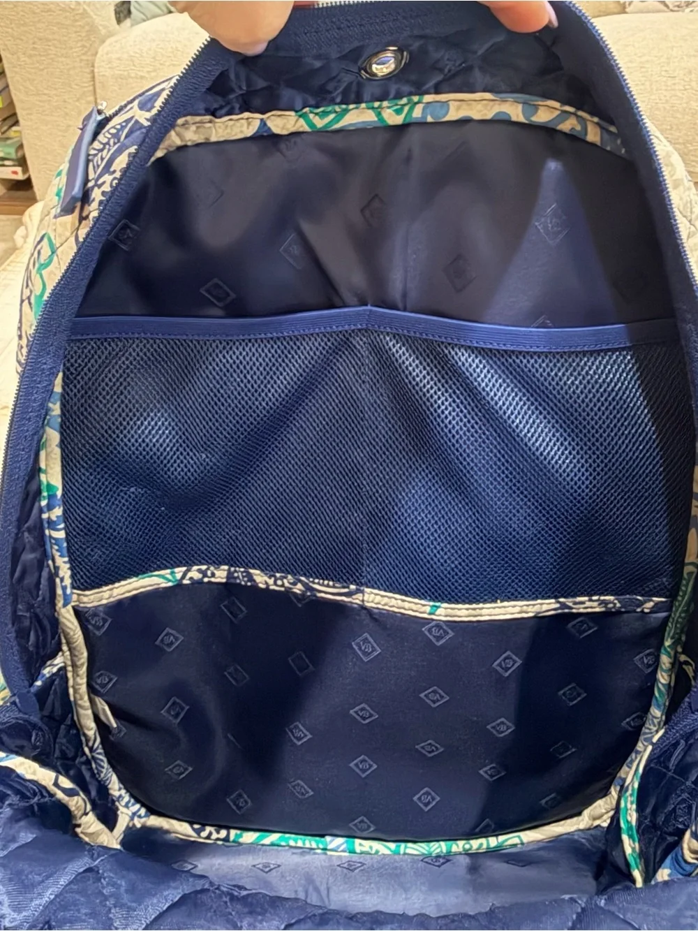 Vera Bradley Backpack Campus Tech Santiago Blue, Teal & Cream Floral Laptop Bag